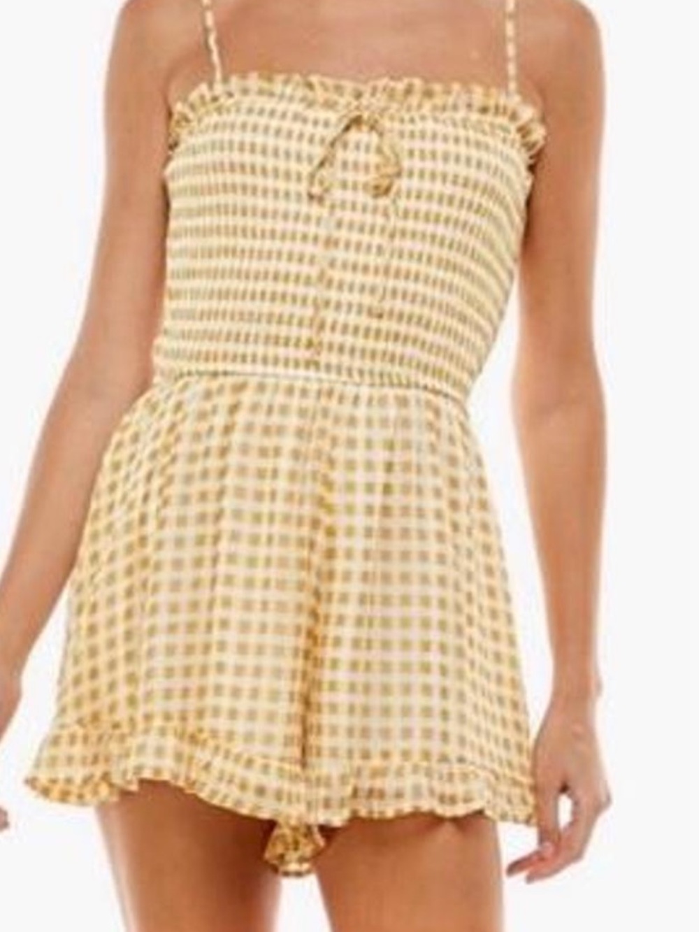 Smocked Gingham Romper Boho, Western, Farm Cottage Fairy Core Vintage Flair
